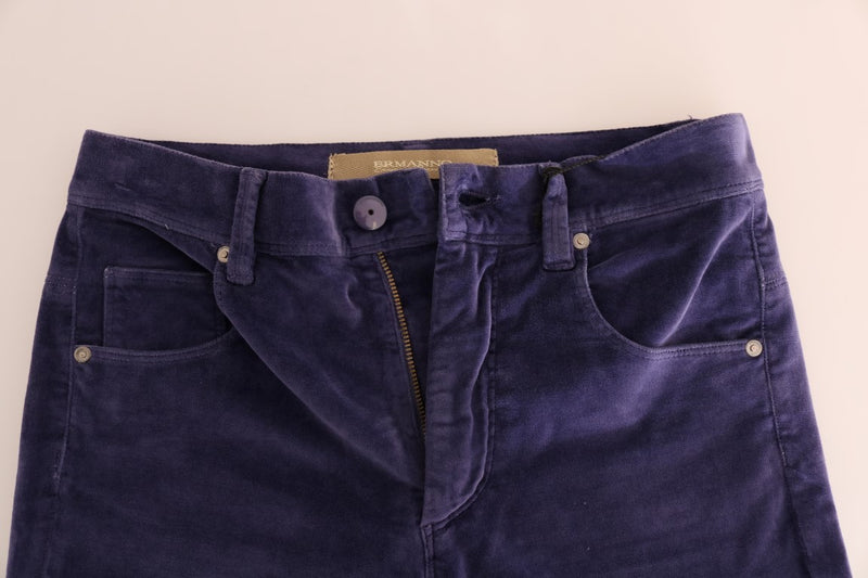 Ermanno Scervino Pantalon bootcut stretch en velours côtelé violet