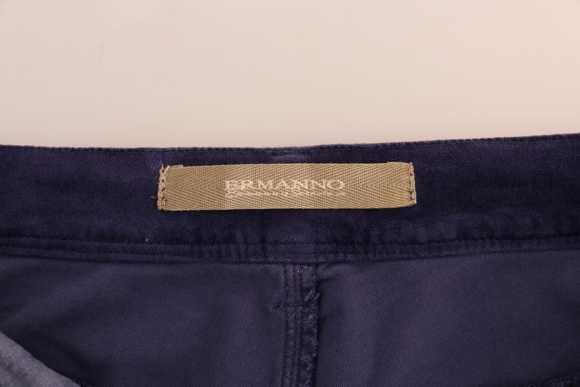 Ermanno Scervino Pantalon bootcut stretch en velours côtelé violet