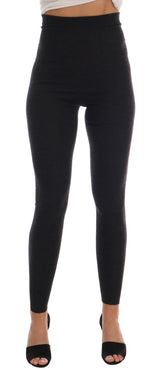 Collants côtelés extensibles en cachemire gris Dolce &amp; Gabbana