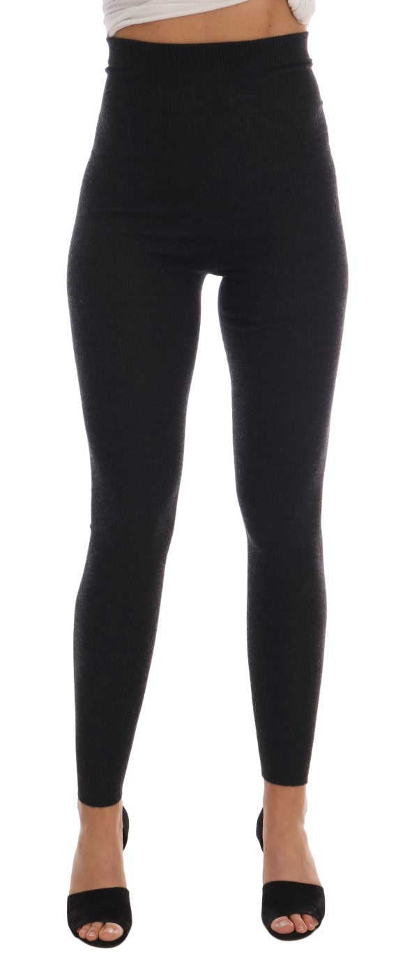 Collants côtelés extensibles en cachemire gris Dolce &amp; Gabbana