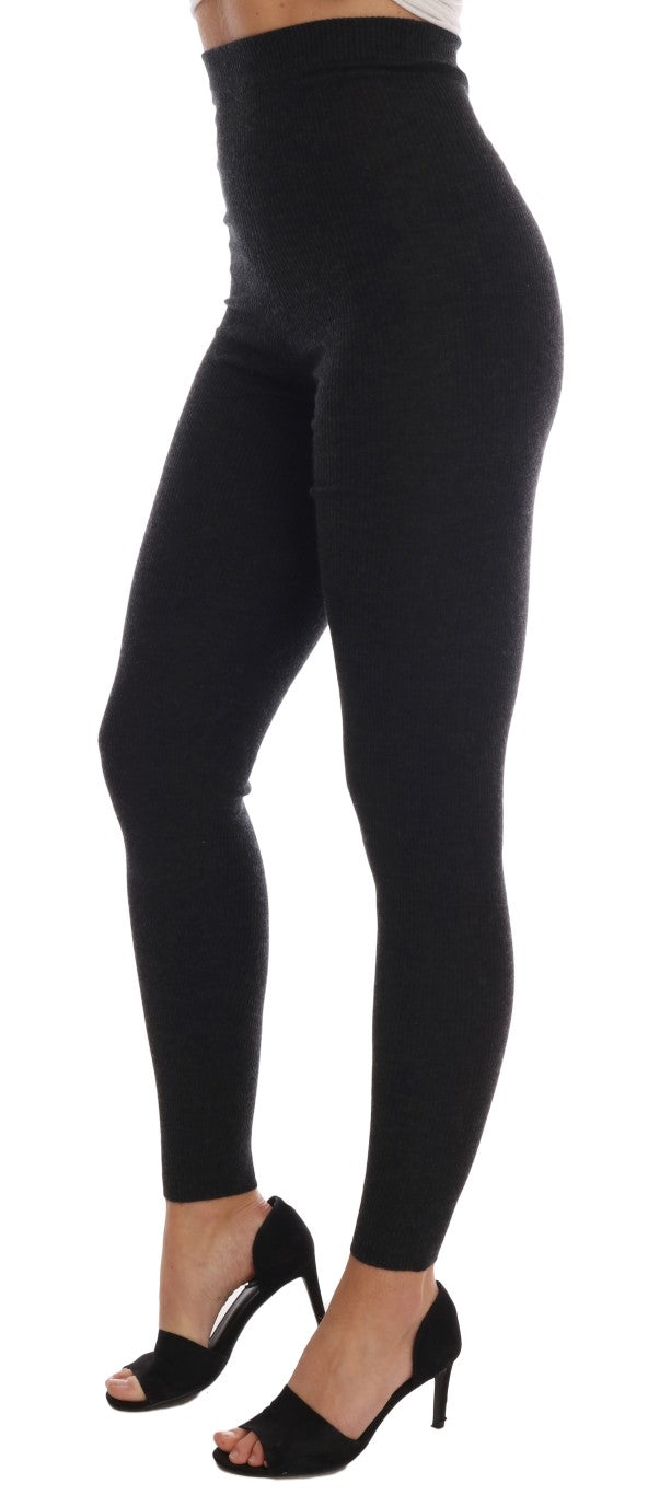 Collants côtelés extensibles en cachemire gris Dolce &amp; Gabbana