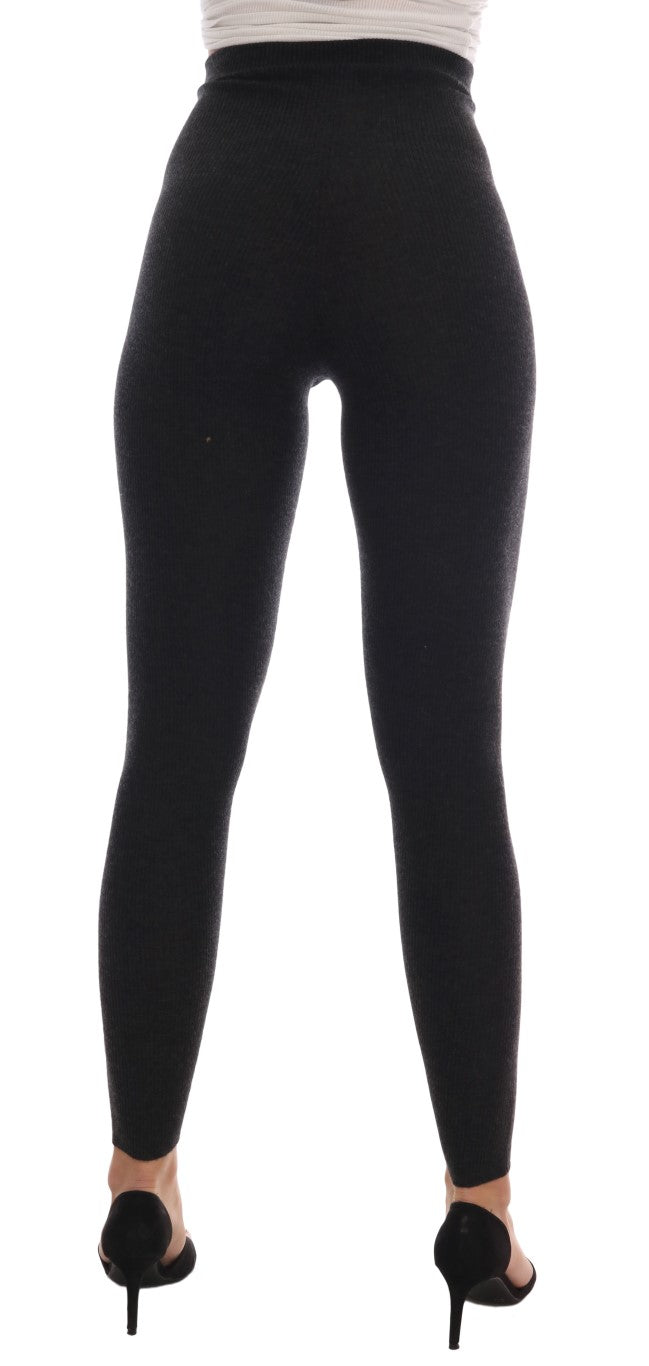 Collants côtelés extensibles en cachemire gris Dolce &amp; Gabbana