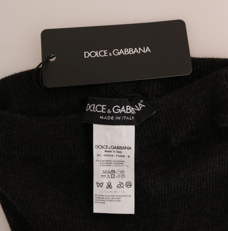 Collants côtelés extensibles en cachemire gris Dolce &amp; Gabbana