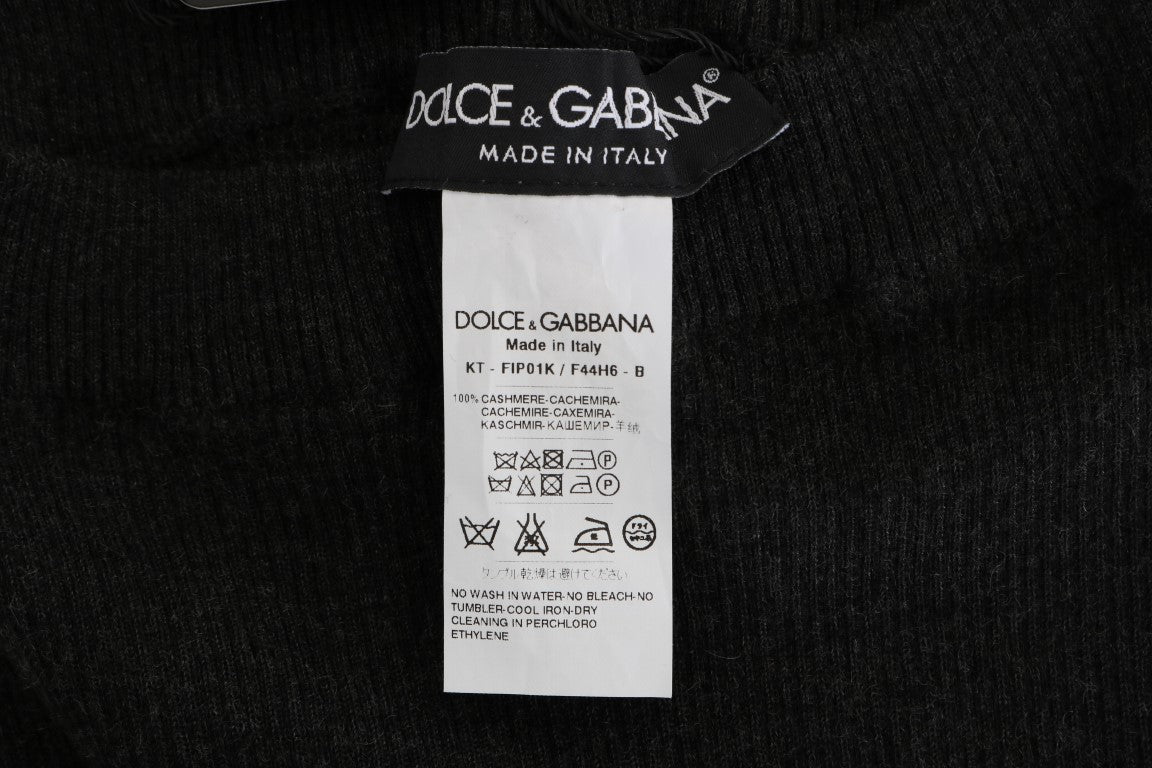 Collants côtelés extensibles en cachemire gris Dolce &amp; Gabbana