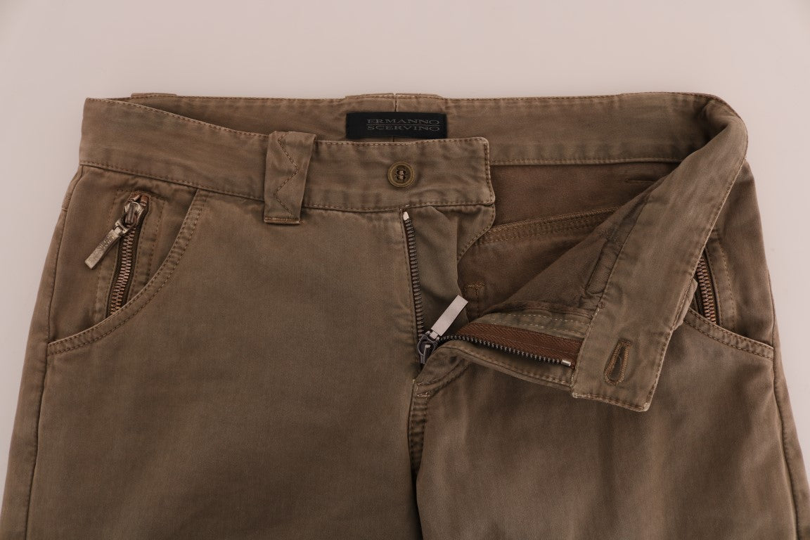 Ermanno Scervino Pantalon slim décontracté en coton marron