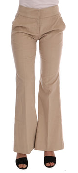 Pantalon coupe bootcut en coton beige d'Ermanno Scervino