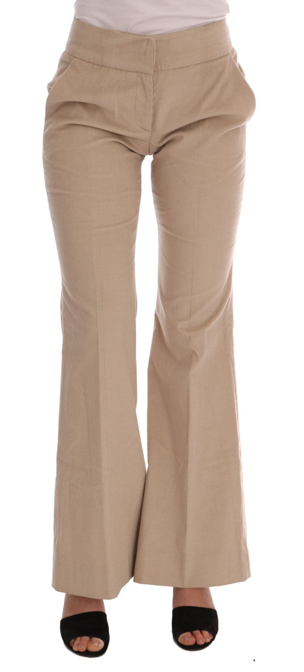 Pantalon coupe bootcut en coton beige d'Ermanno Scervino