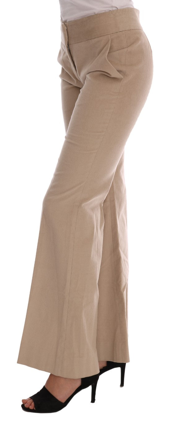 Pantalon coupe bootcut en coton beige d'Ermanno Scervino