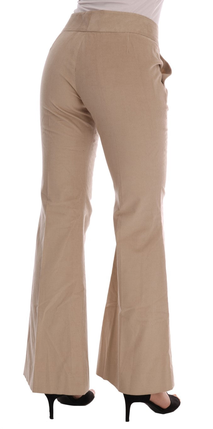 Pantalon coupe bootcut en coton beige d'Ermanno Scervino