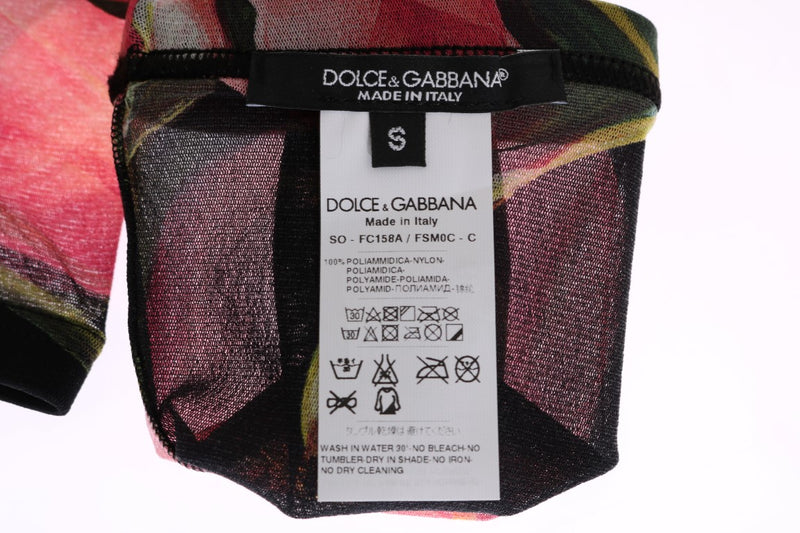 Chaussettes en nylon à motifs floraux multicolores et tulipes de Dolce &amp; Gabbana