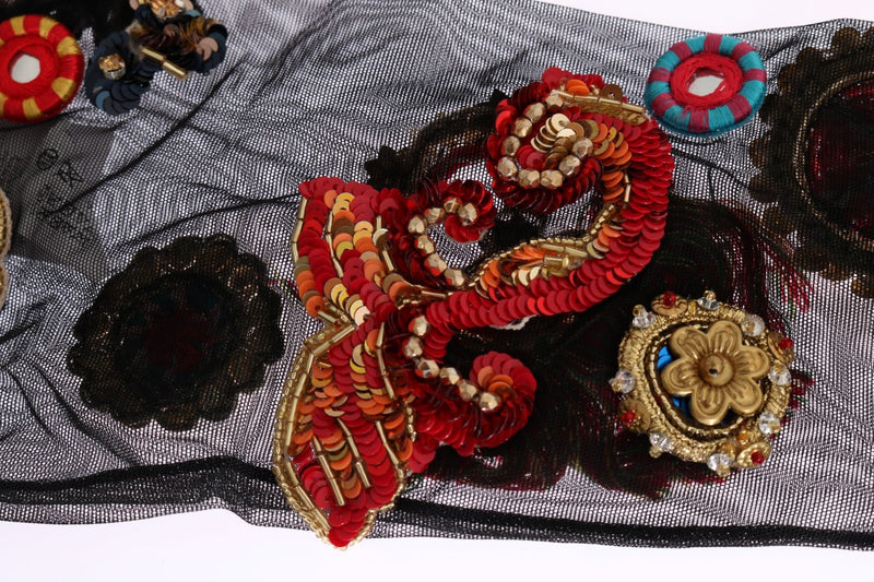 Chaussettes noires stretch Carretto à cristaux de Dolce &amp; Gabbana