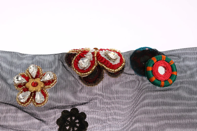 Chaussettes noires stretch Carretto à cristaux de Dolce &amp; Gabbana