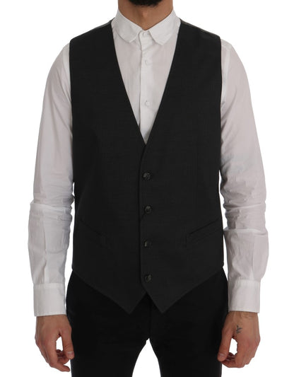 Gilet en coton et rayonne gris "STAFF" de Dolce &amp; Gabbana