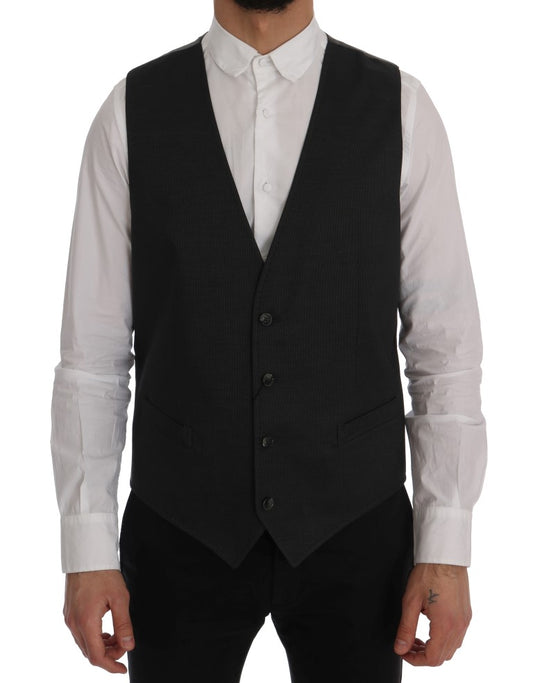 Gilet en coton et rayonne gris "STAFF" de Dolce &amp; Gabbana