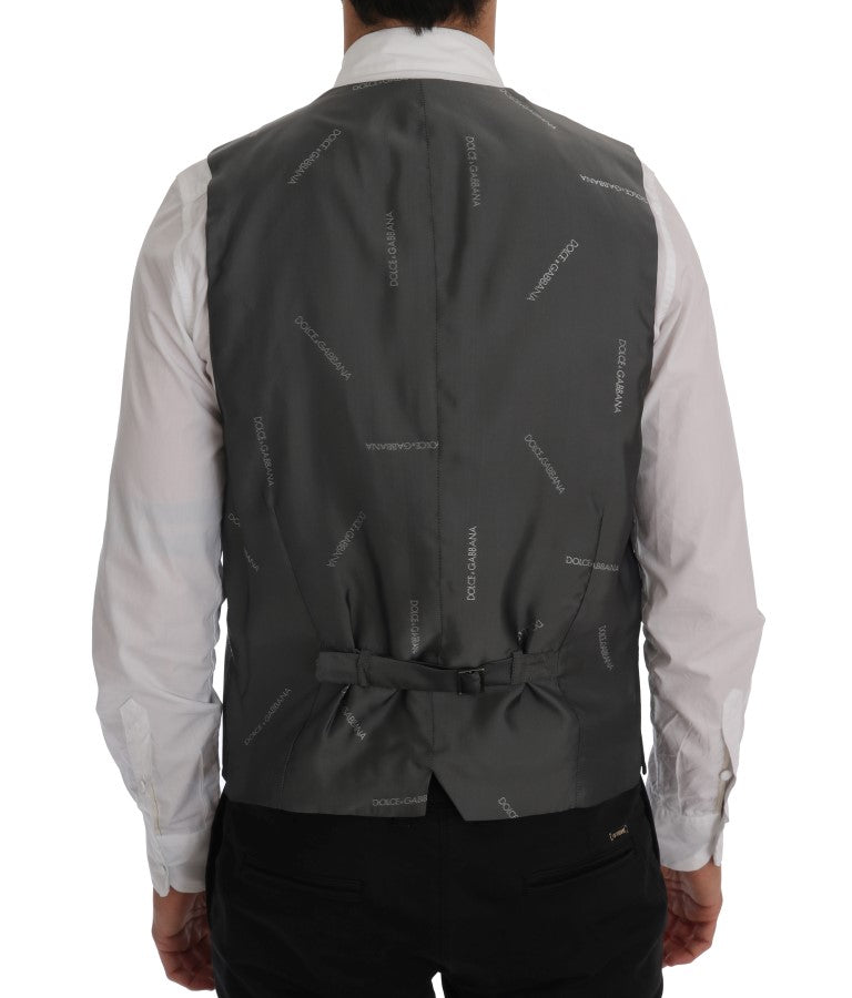 Gilet en coton et rayonne gris "STAFF" de Dolce &amp; Gabbana