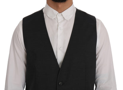 Gilet en coton et rayonne gris "STAFF" de Dolce &amp; Gabbana