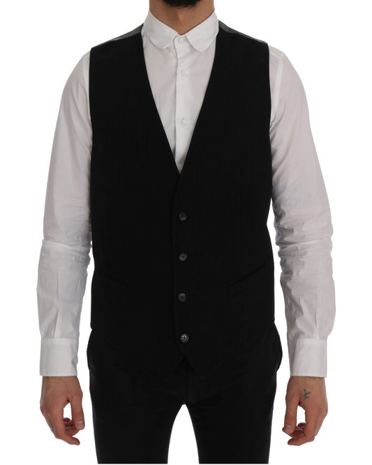 Gilet en coton et rayonne noir STAFF de Dolce &amp; Gabbana