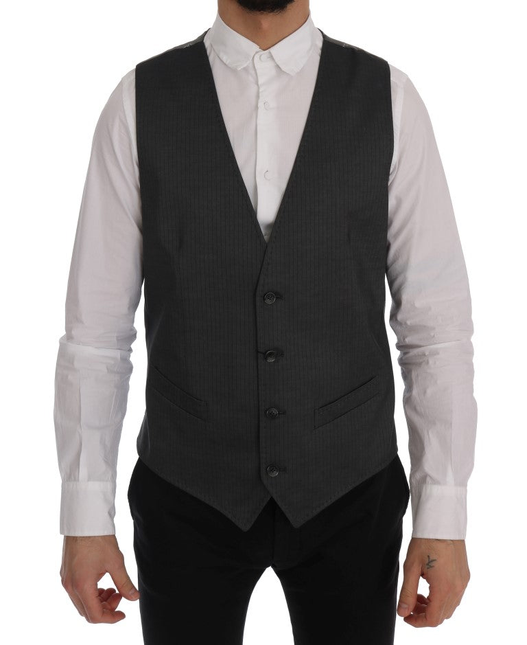 Gilet en coton et rayonne gris "STAFF" de Dolce &amp; Gabbana