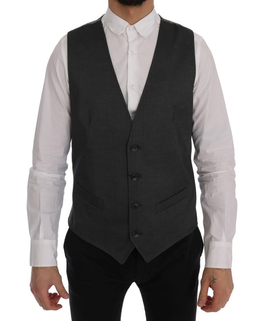 Gilet en coton et rayonne gris "STAFF" de Dolce &amp; Gabbana