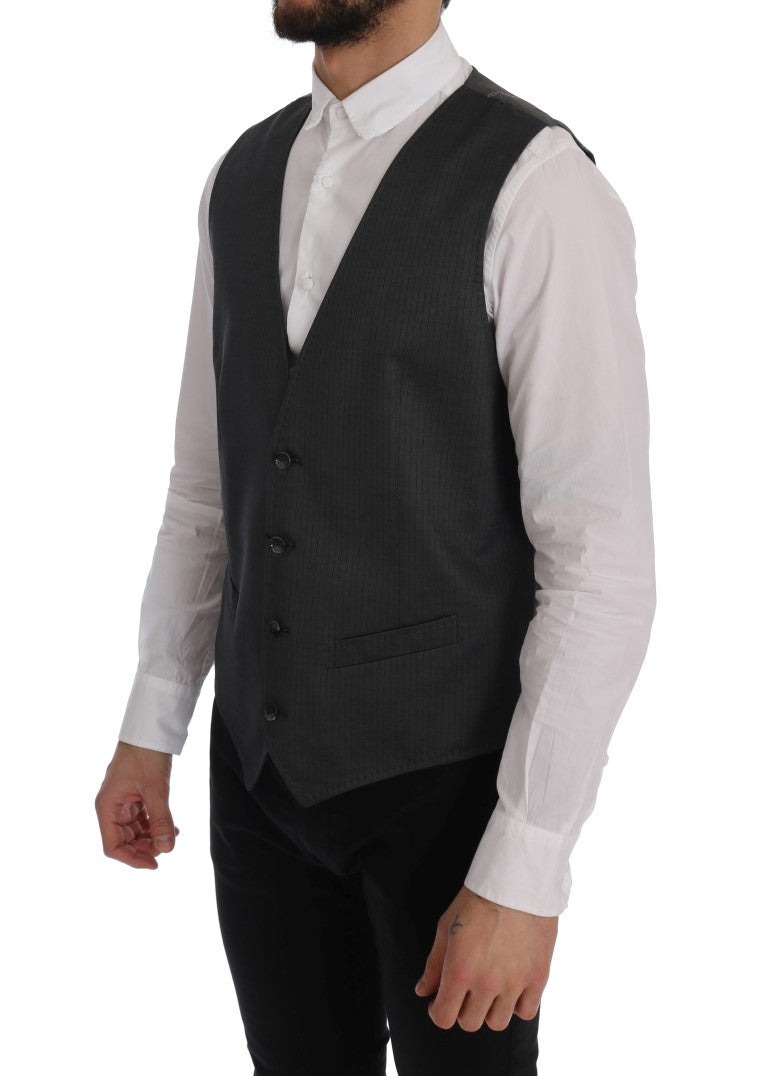 Gilet en coton et rayonne gris "STAFF" de Dolce &amp; Gabbana