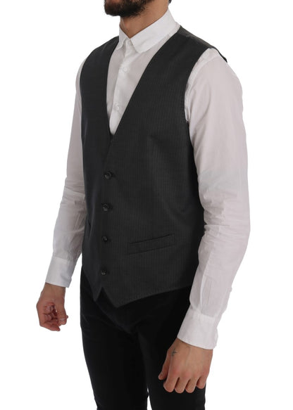Gilet en coton et rayonne gris "STAFF" de Dolce &amp; Gabbana