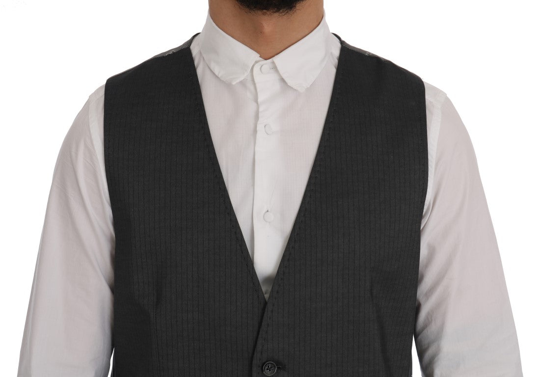 Gilet en coton et rayonne gris "STAFF" de Dolce &amp; Gabbana