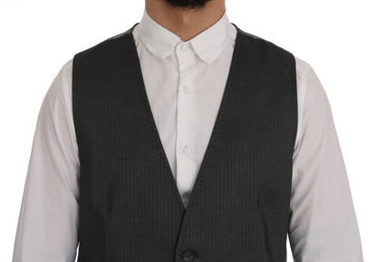 Gilet en coton et rayonne gris "STAFF" de Dolce &amp; Gabbana