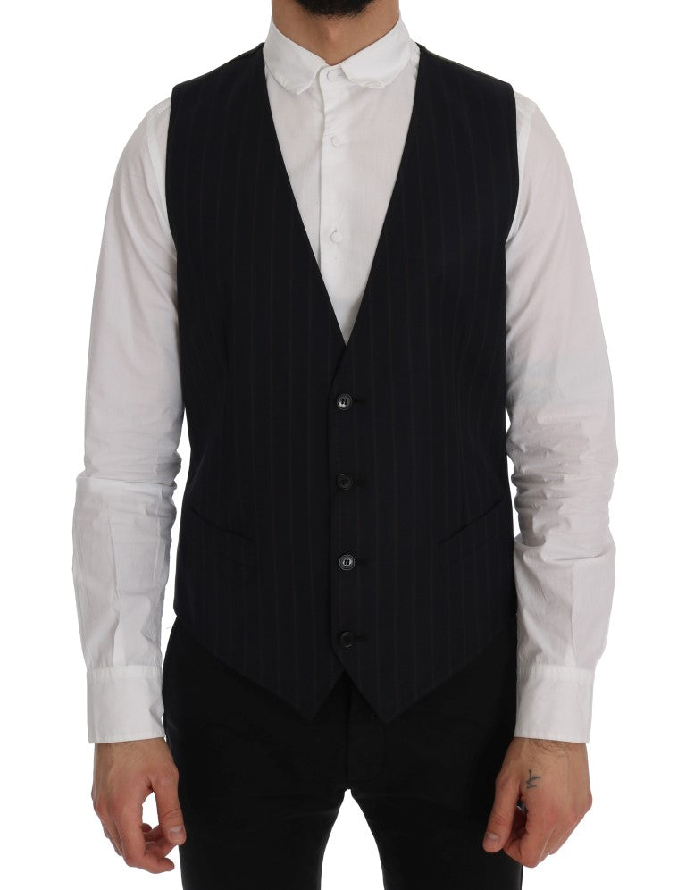 Gilet extensible en laine bleue Dolce &amp; Gabbana