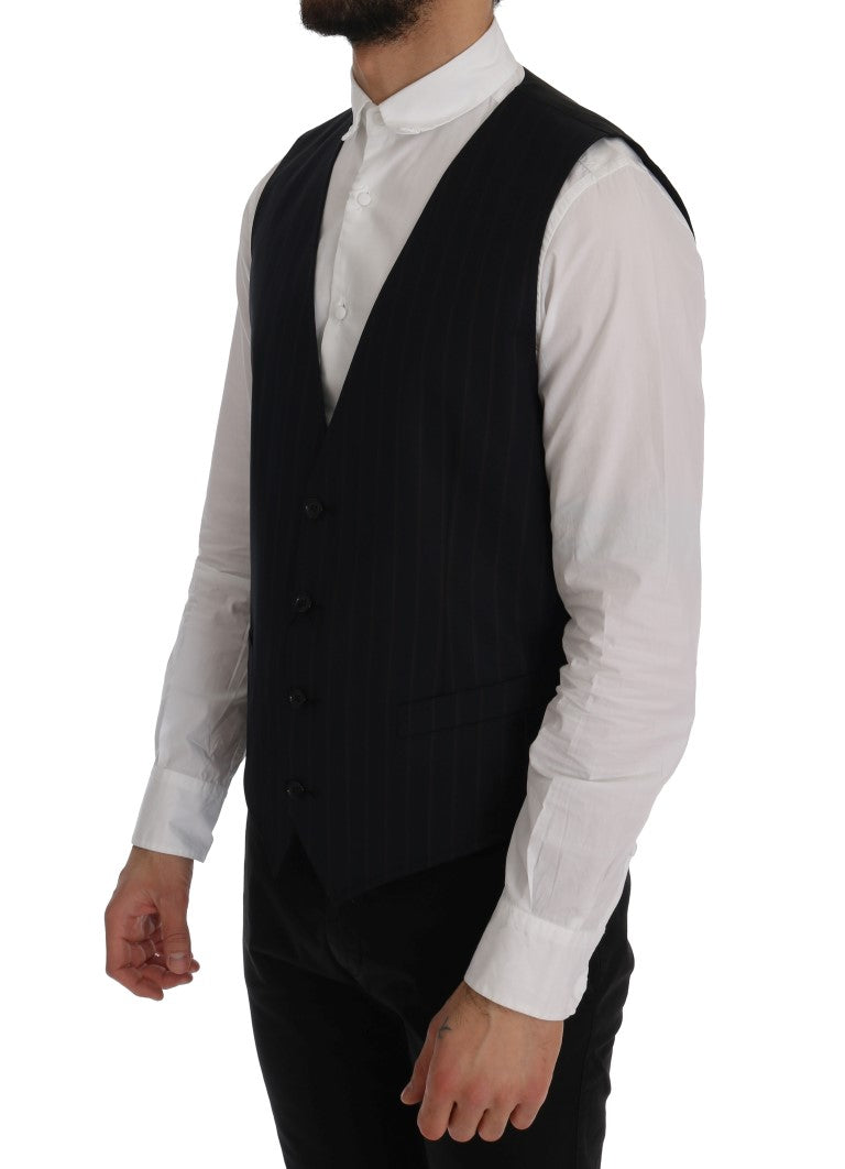 Gilet extensible en laine bleue Dolce &amp; Gabbana