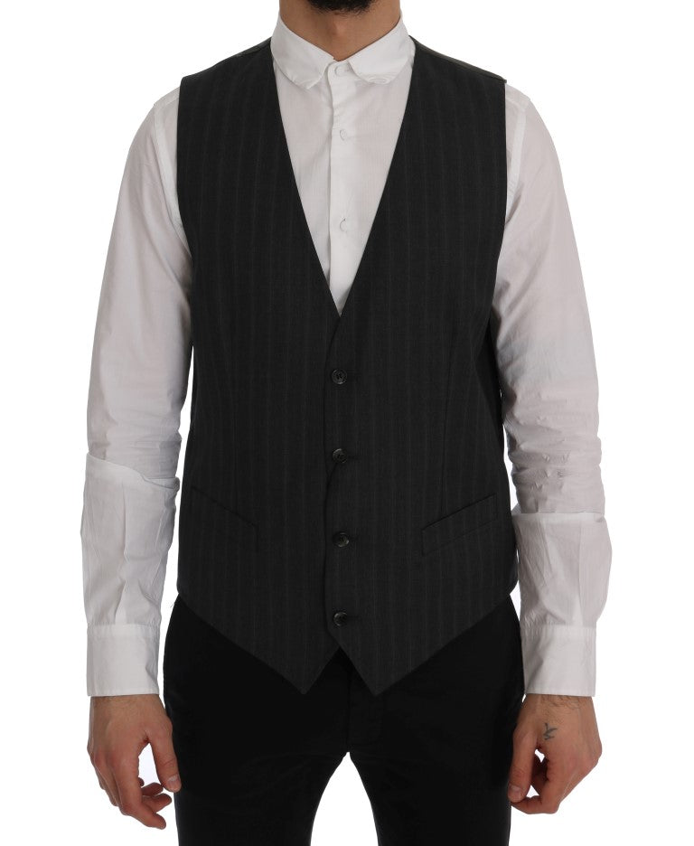 Gilet en laine extensible gris STAFF de Dolce &amp; Gabbana