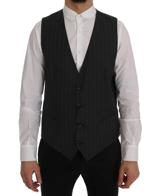 Gilet en laine extensible gris STAFF de Dolce &amp; Gabbana