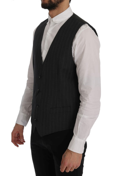 Gilet en laine extensible gris STAFF de Dolce &amp; Gabbana