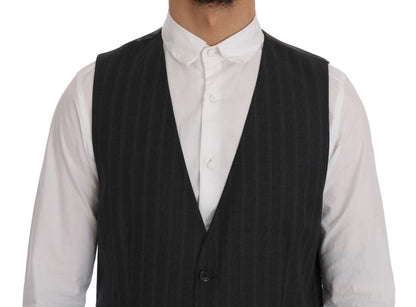Gilet en laine extensible gris STAFF de Dolce &amp; Gabbana