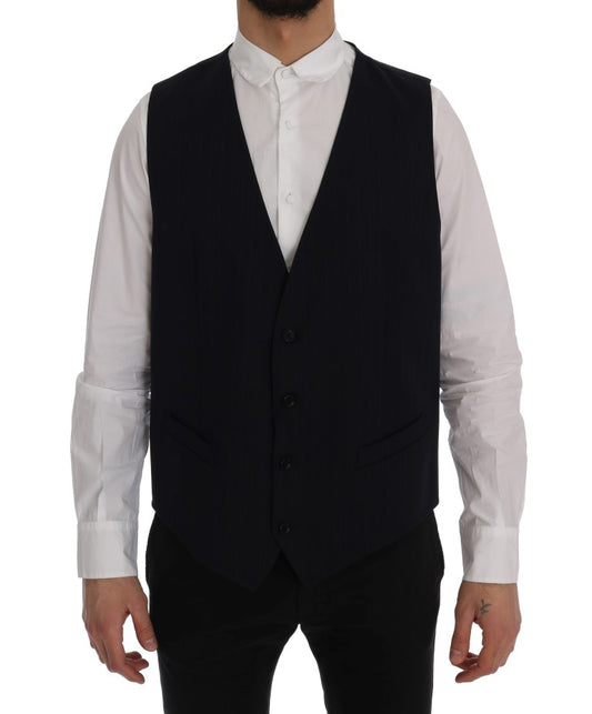 Gilet en laine extensible bleu STAFF de Dolce &amp; Gabbana
