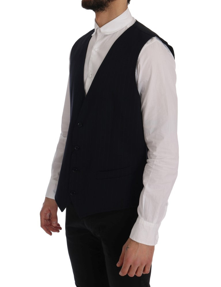 Gilet en laine extensible bleu STAFF de Dolce & Gabbana