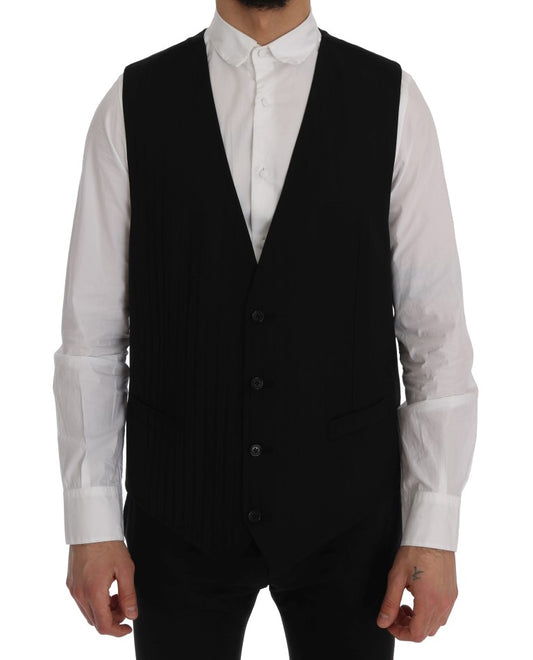 Gilet en laine extensible noir STAFF de Dolce &amp; Gabbana
