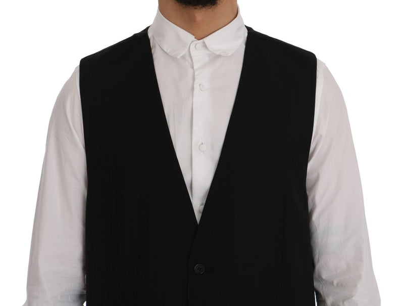 Gilet en laine extensible noir STAFF de Dolce &amp; Gabbana