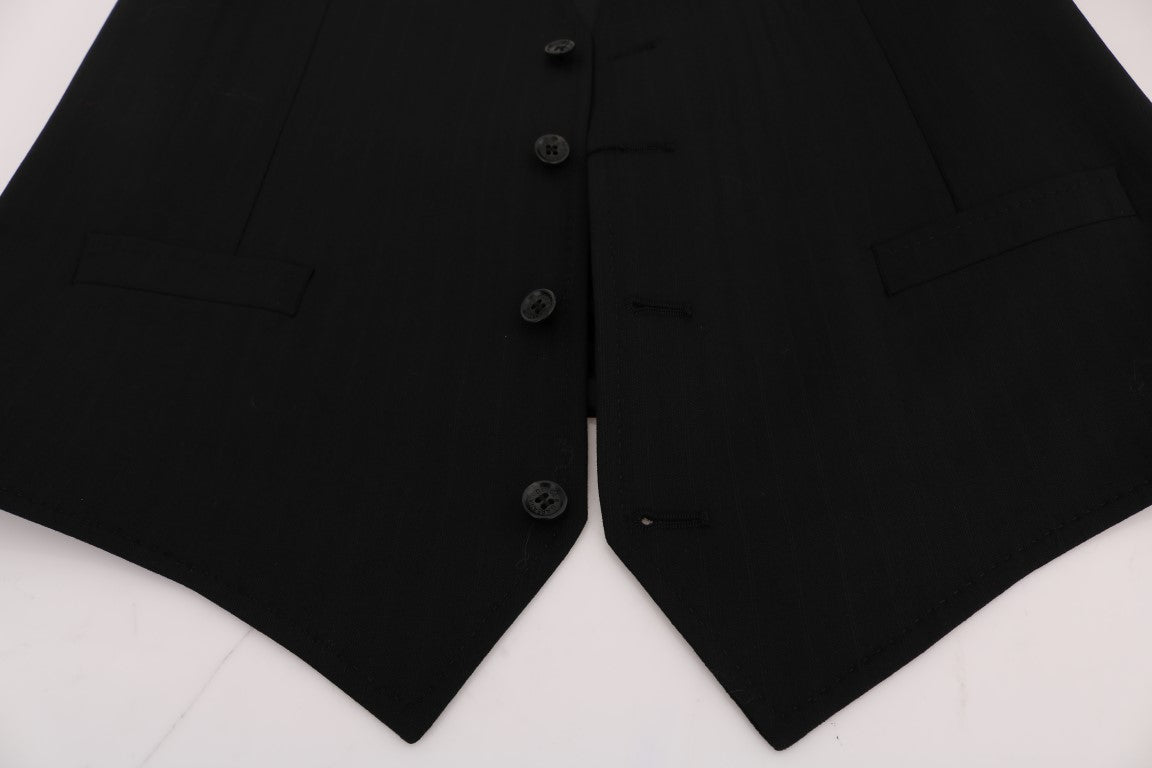 Gilet en laine extensible noir STAFF de Dolce &amp; Gabbana