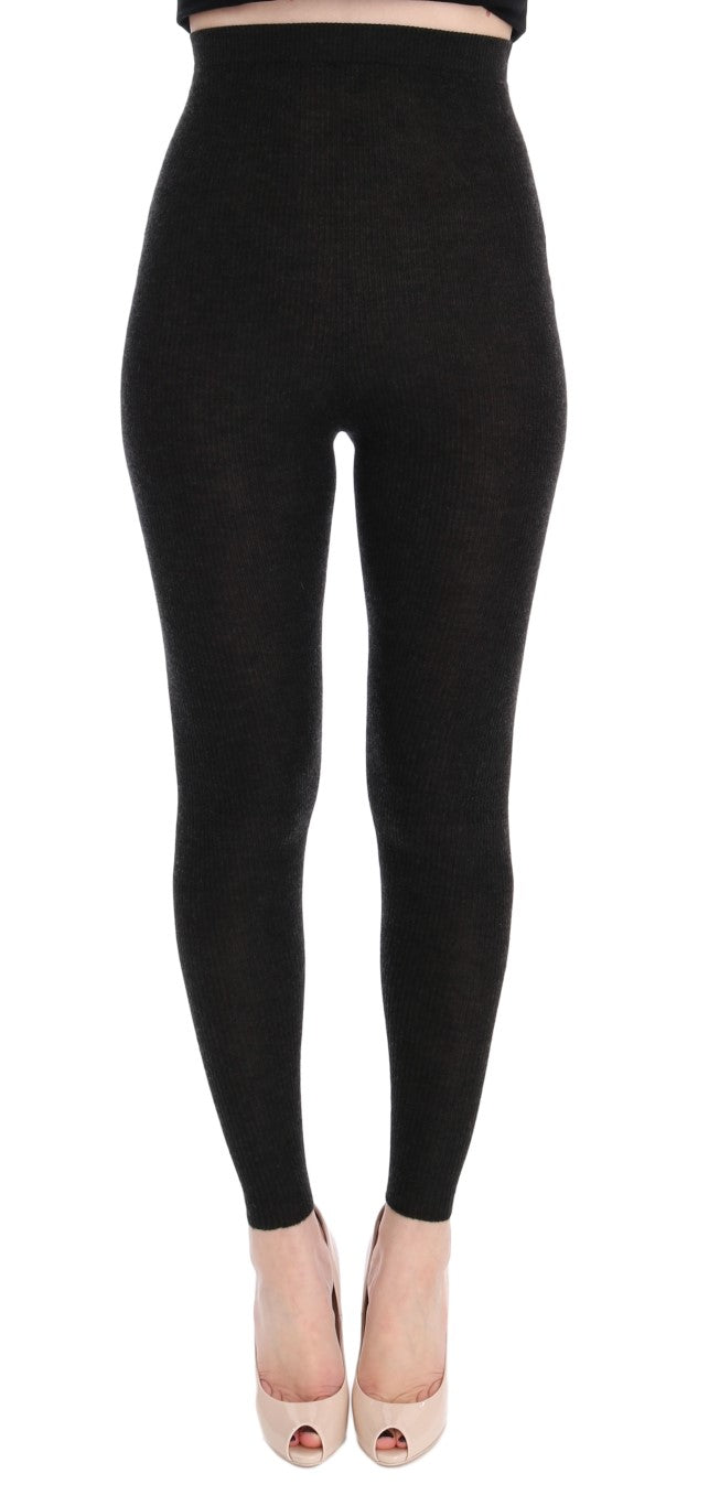 Collants en cachemire gris stretch de Dolce &amp; Gabbana