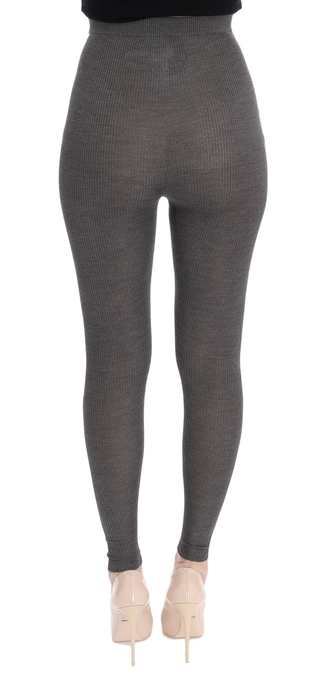 Collants en cachemire gris stretch de Dolce &amp; Gabbana