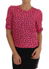 Blouse en soie à pois roses de Dolce &amp; Gabbana