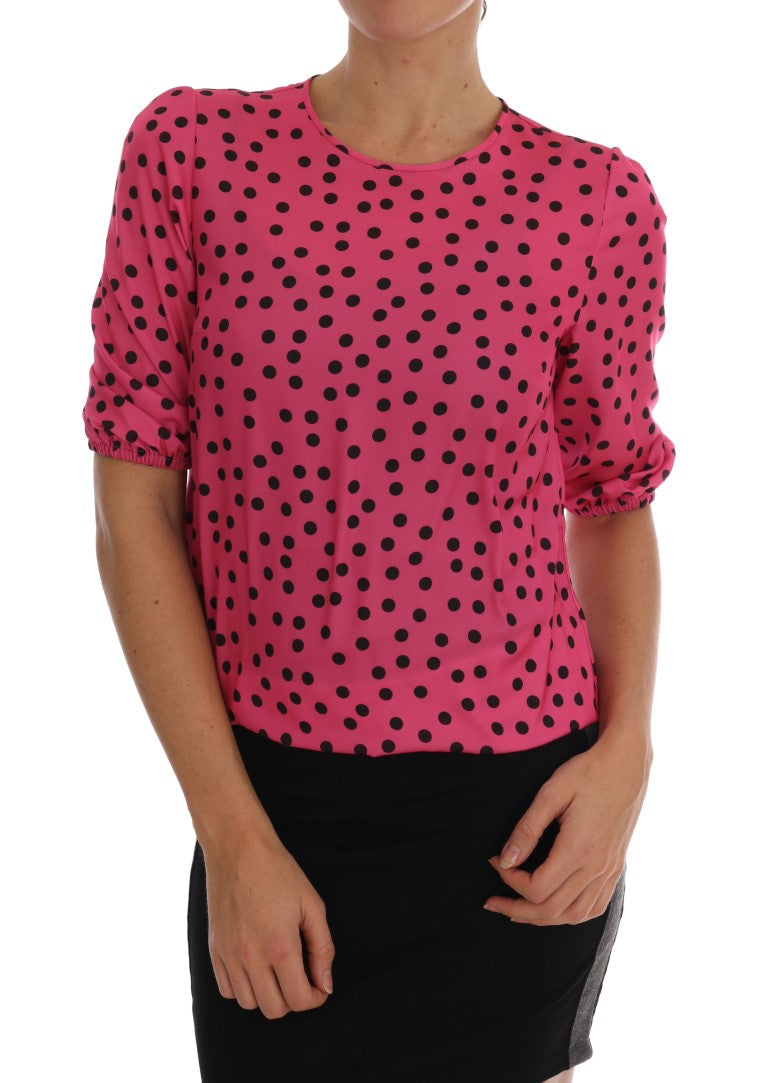 Blouse en soie à pois roses de Dolce &amp; Gabbana
