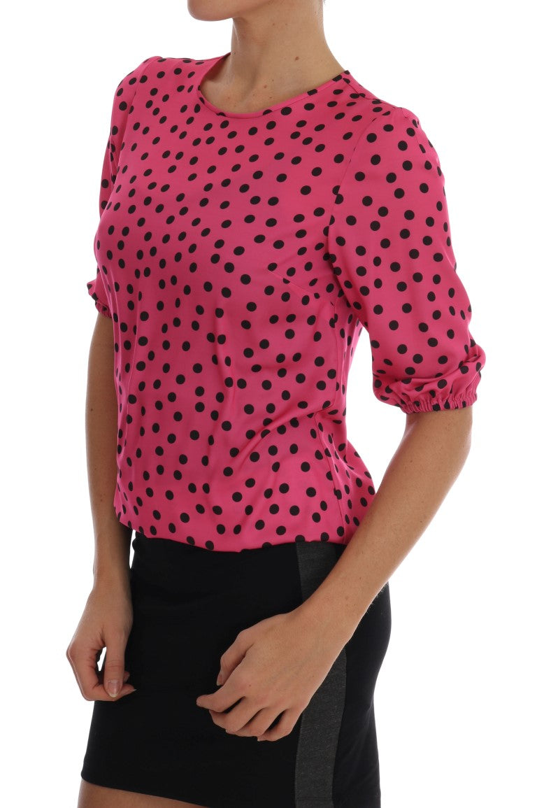 Blouse en soie à pois roses de Dolce &amp; Gabbana