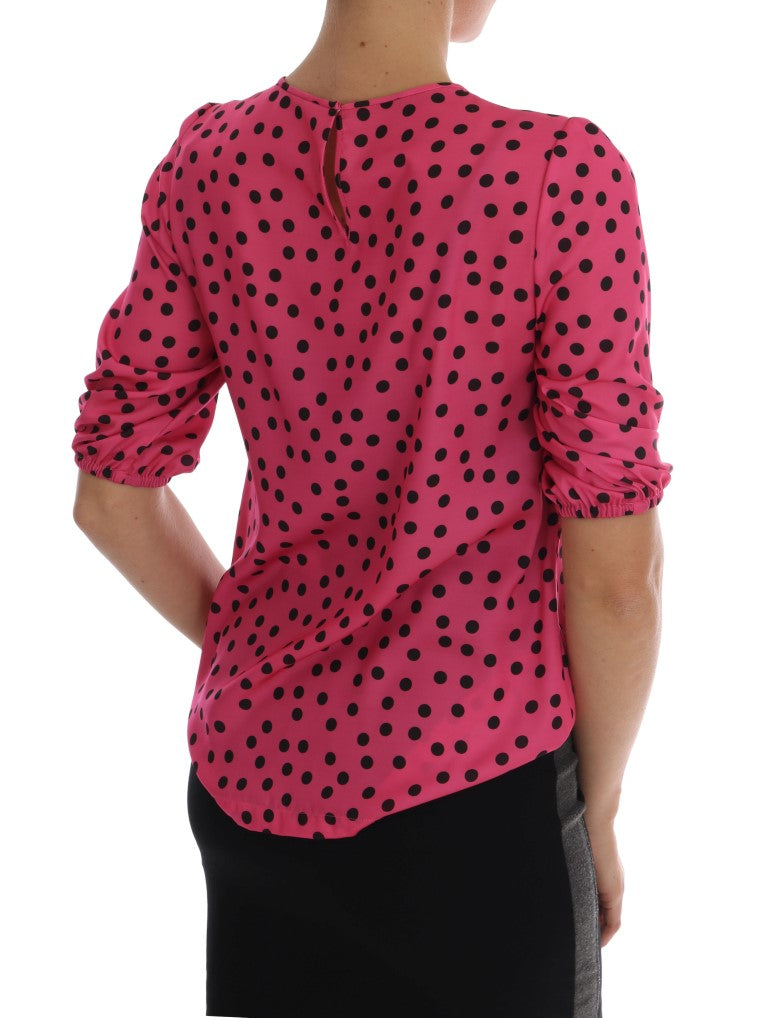 Blouse en soie à pois roses de Dolce &amp; Gabbana