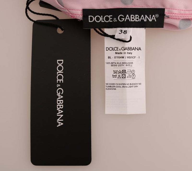 Blouse en soie à pois roses de Dolce &amp; Gabbana