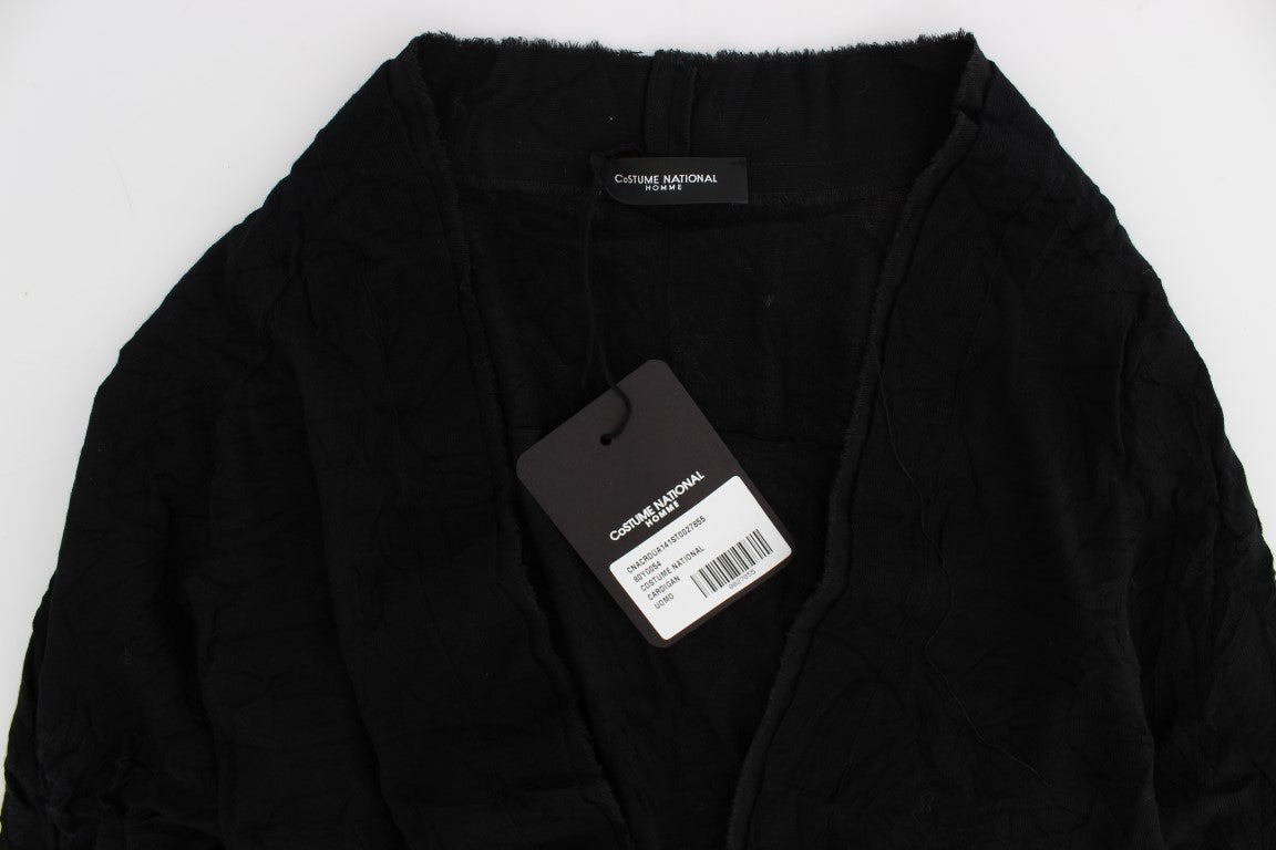 Costume National, cardigan noir en laine fine avec boutons