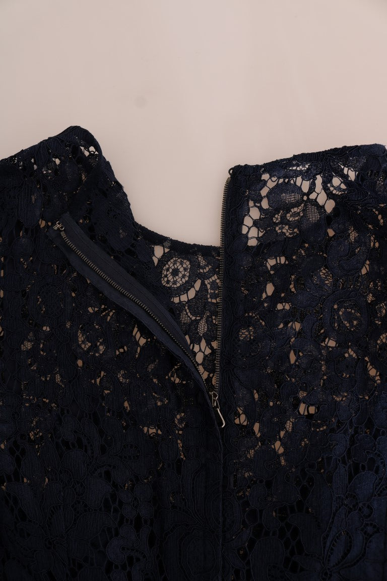 Robe fourreau en dentelle à motifs floraux bleus Taormina de Dolce &amp; Gabbana
