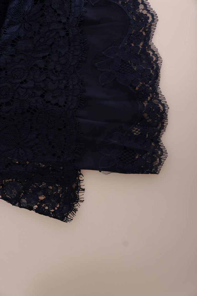 Robe fourreau en dentelle à motifs floraux bleus Taormina de Dolce &amp; Gabbana