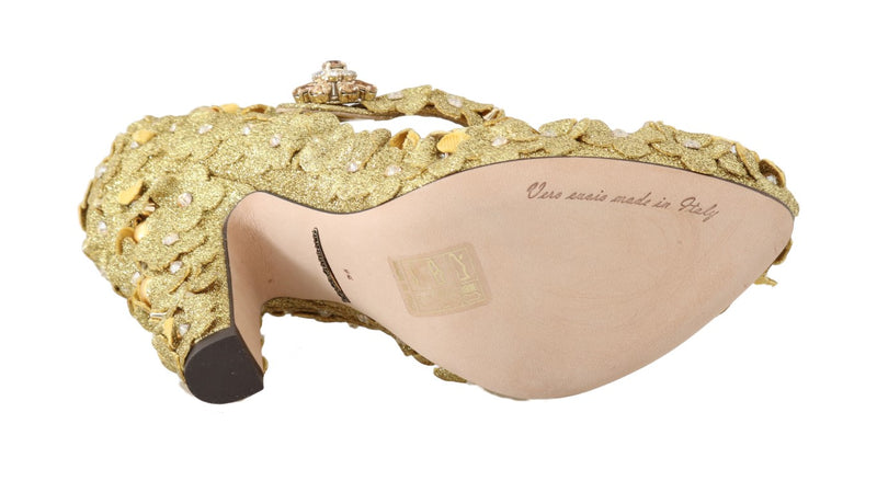 Escarpins Mary Jane à cristaux et fleurs dorées de Dolce &amp; Gabbana