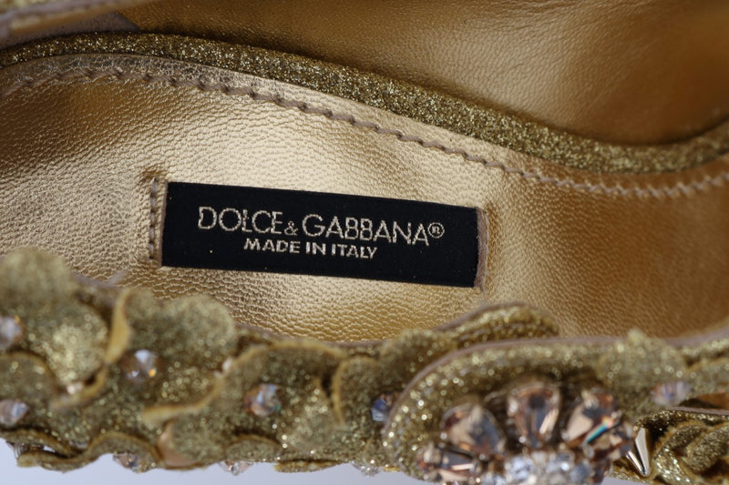 Escarpins Mary Jane à cristaux et fleurs dorées de Dolce &amp; Gabbana